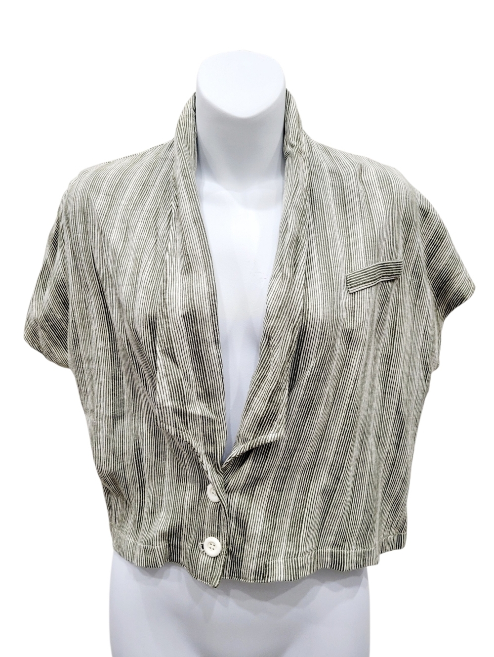 2/$20 Y2K Grey Stripe Buttons Down Blazer Top Size: M